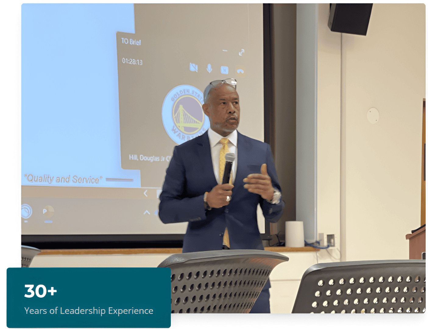 Business professional speaking to an audience