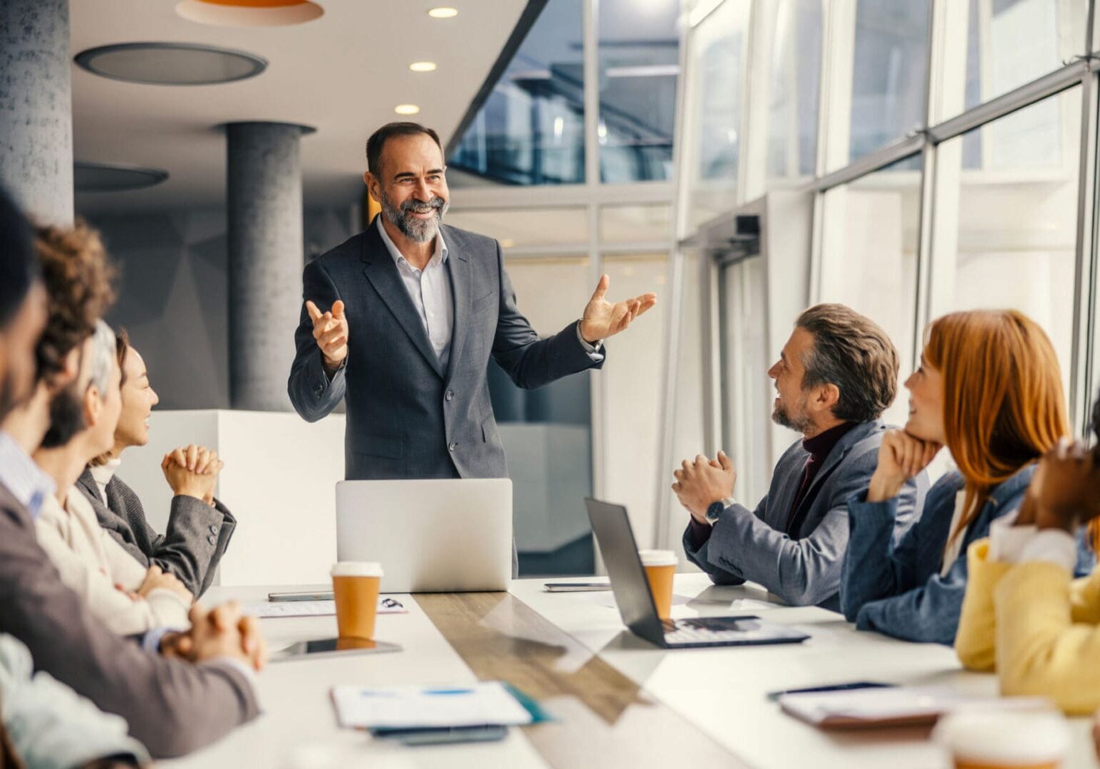 Business meeting with a confident presenter