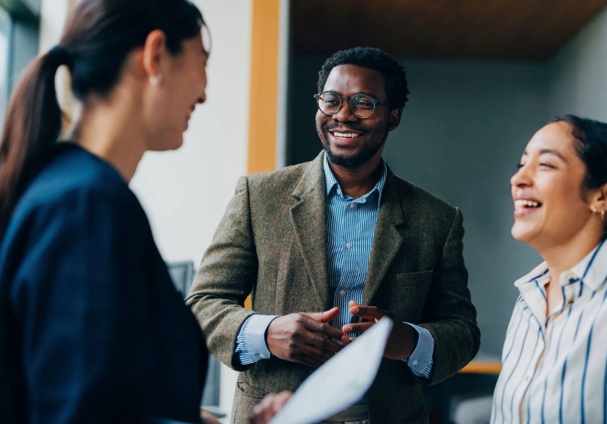 Diverse team sharing a laugh